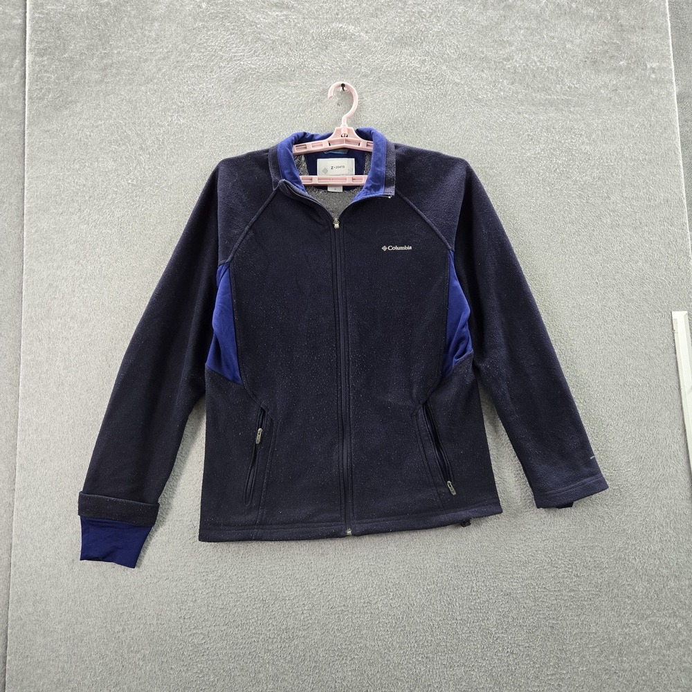 Columbia Women Jacket M Navy Embroidered Activewear Zipper Long Sleeve Logo